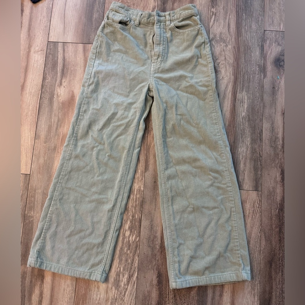 BDG Urban Outfitters High & Wide Corduroy Pants Women's 24 Green High Rise style